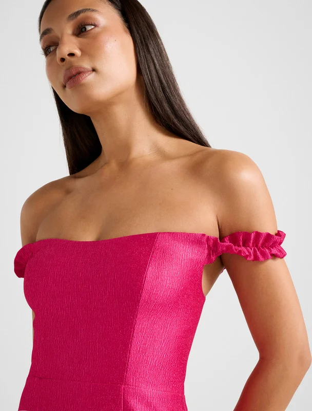 forever new  MANDY Bardot Ruffle Mini Dress for Women | Best Price UAE